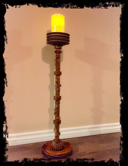 Candle holder from an old camshaft